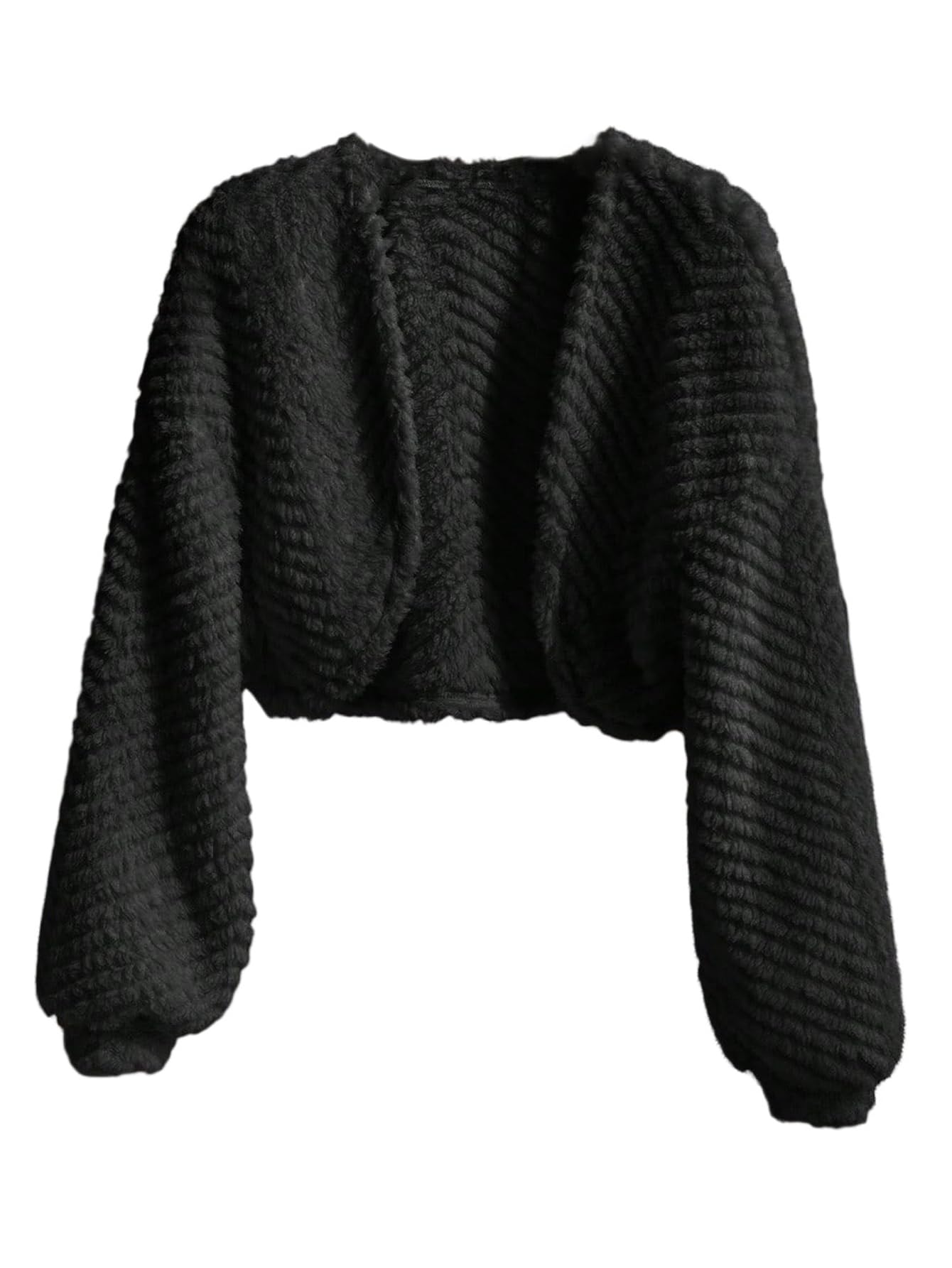 Womens Fuzzy Shrug Cardigan Long Sleeve Drop Shoulder Sweater Open Front Loose Cropped Fall Cardigans 2025