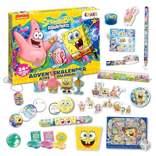 CRAZE Calendario de Adviento Infantil Bob Esponja - Calendario de Adviento para Niños y Niñas con Juguetes y Accesorios de Bob Esponja