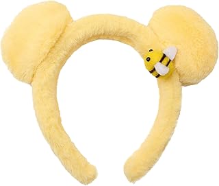 漫画のクマのヘッドバンド、女性用クマのヘッドバンド - ビスタぬいぐるみ漫画ヘアフープ | かわいい漫画の動物の耳ヘッドバンド 黄色のクマの耳豪華なヘッドバンド、女性用