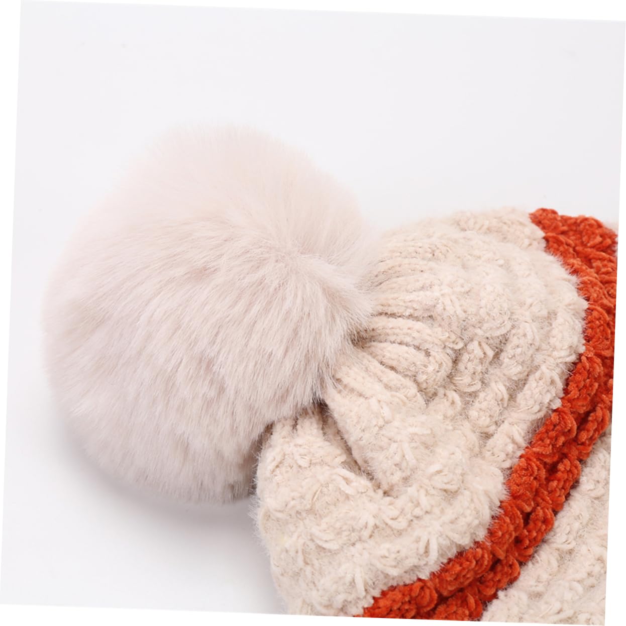 SHERCHPRY 2piezas Gorro De Lana para Mujer Pompones Decorativos Gorro De Esquí Cálido y Cómodo Diseño De Punto Elástico para Actividades Al Aire Invierno Beige
