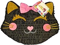 Vista 1 de Piñata grande Purrfect Party Kitty Cat Head Color negro y dorado