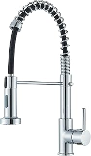 Grifo de cocina con alcachofa extraíble, mango único, giratorio 360°, acero inoxidable de alta presión (galvanoplastia)