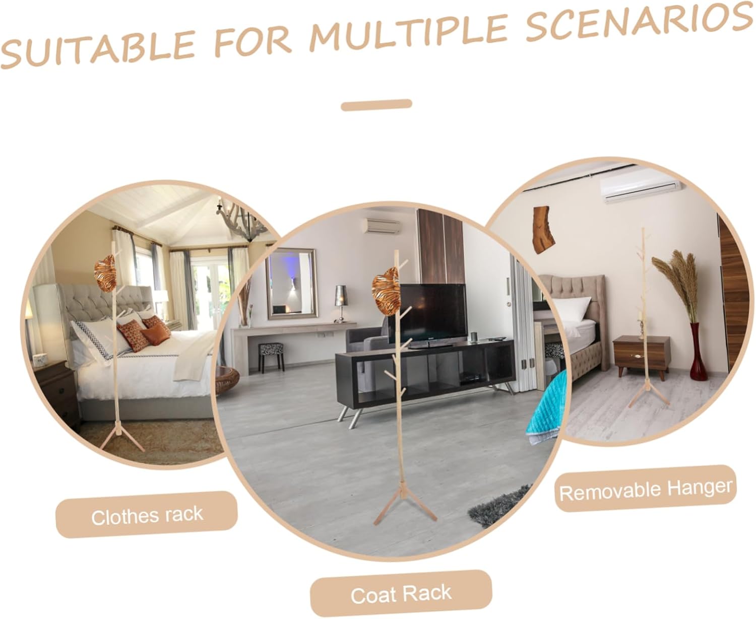 1pc Stylish Standing Wooden Coat Rack Premium Freestanding Hanger Artistic Design for Entryway Bedroom and Home Decor Space-saving Multifunctional Storage