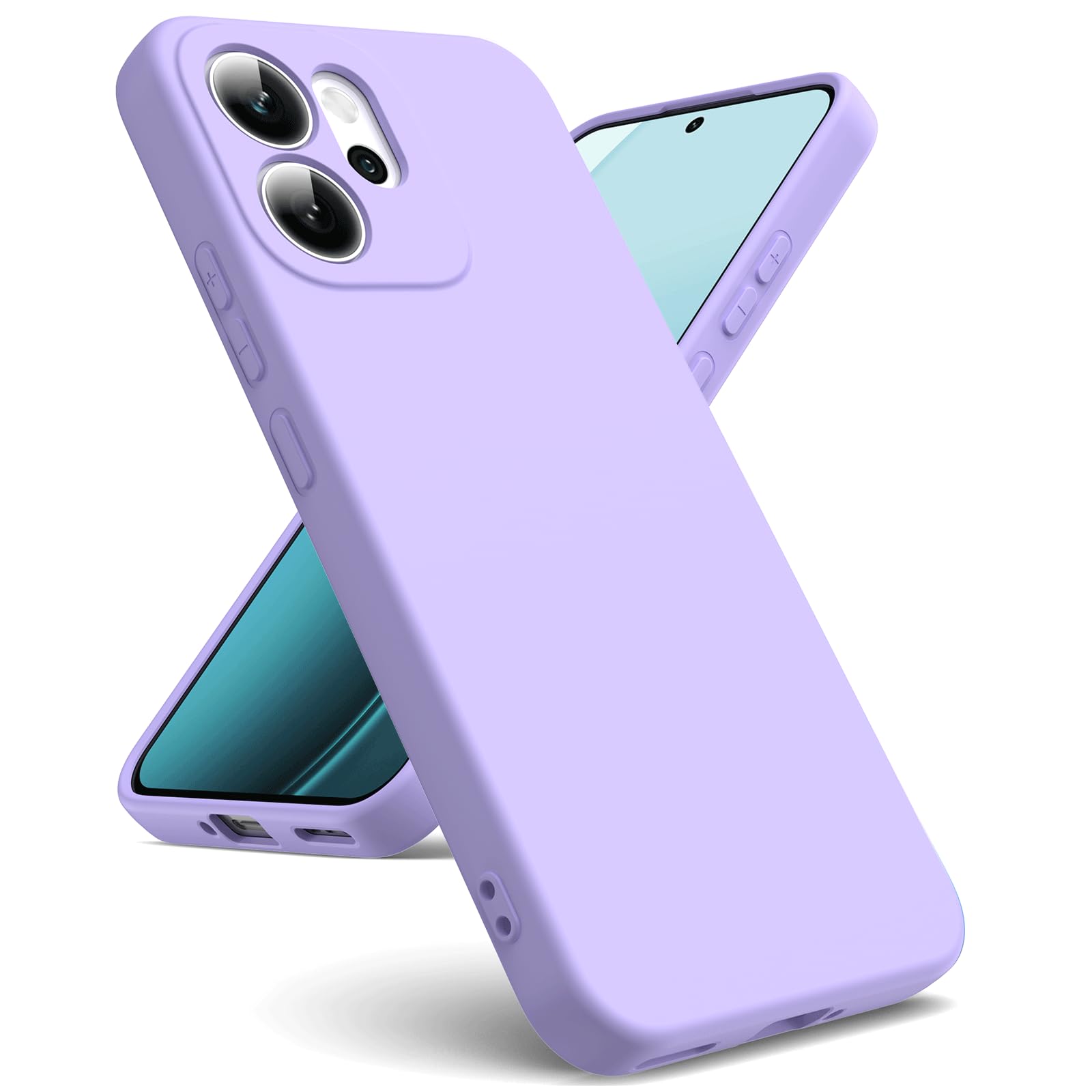 Suitable for Oppo Reno 14 FS 5G / Oppo Reno 14 F 5G/4G Phone case [Liquid Silicone Cover] [Microfiber Interior] Rubber Liquid Silicone Gel Shockproof Case - Light Purple