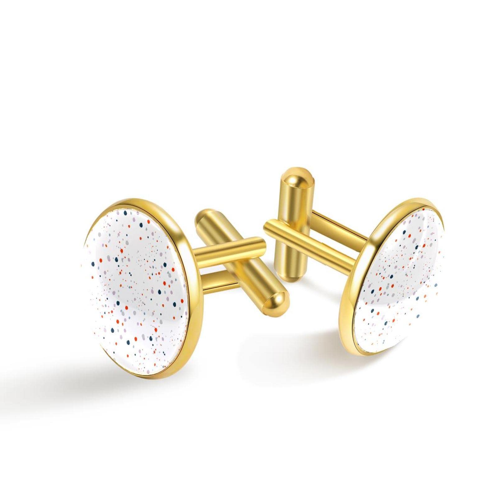 Generic Gemelos de oro personalizados para camisa de esmoquin punto blanco, 20mm*20mm, Acero inoxidable, Cuarzo creado