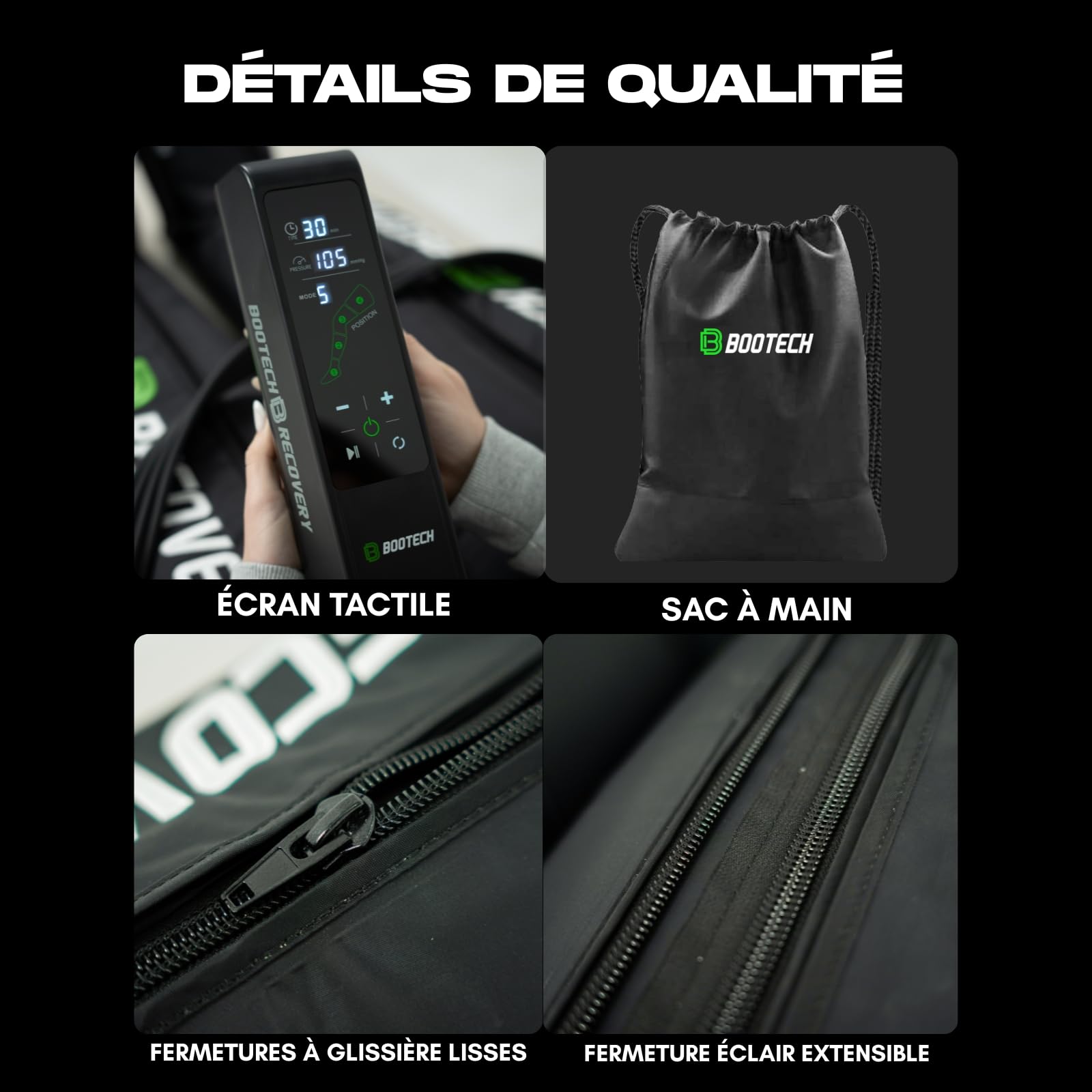 BOOTECH Pantalon de Pressothérapie pour la Maison, Masseur de Jambes et Pieds Fatigués, Améliore la Circulation, Récupération Musculaire, Drainage Lymphatique, Rétention d'Eau, Cellulite