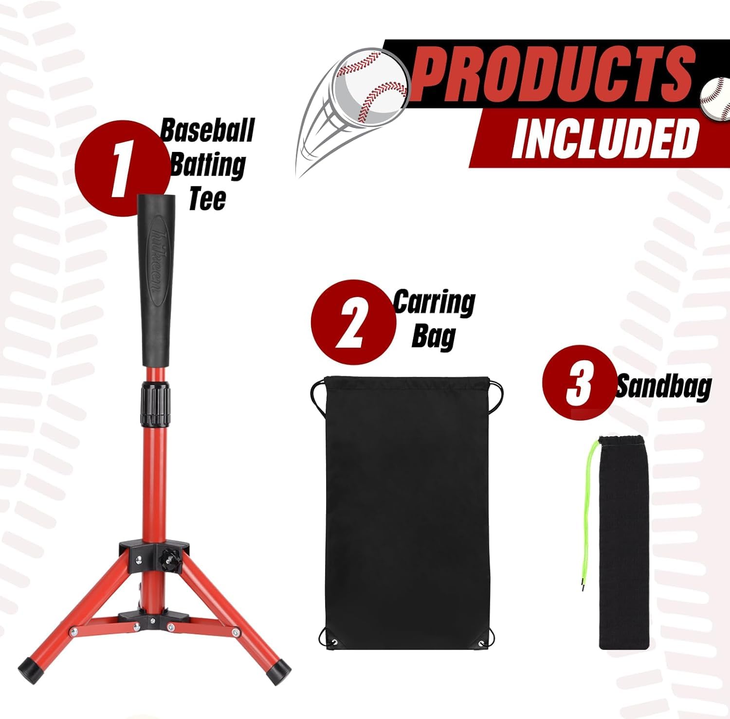 Hikeen Höhenverstellbares Baseball Schlag T-Stück: Baseball Tee mit Stabilem Stativ für Schlagübungen, Baseball-trainingsausrüstung mit Tragetasche für Training mit Baseball und Softball