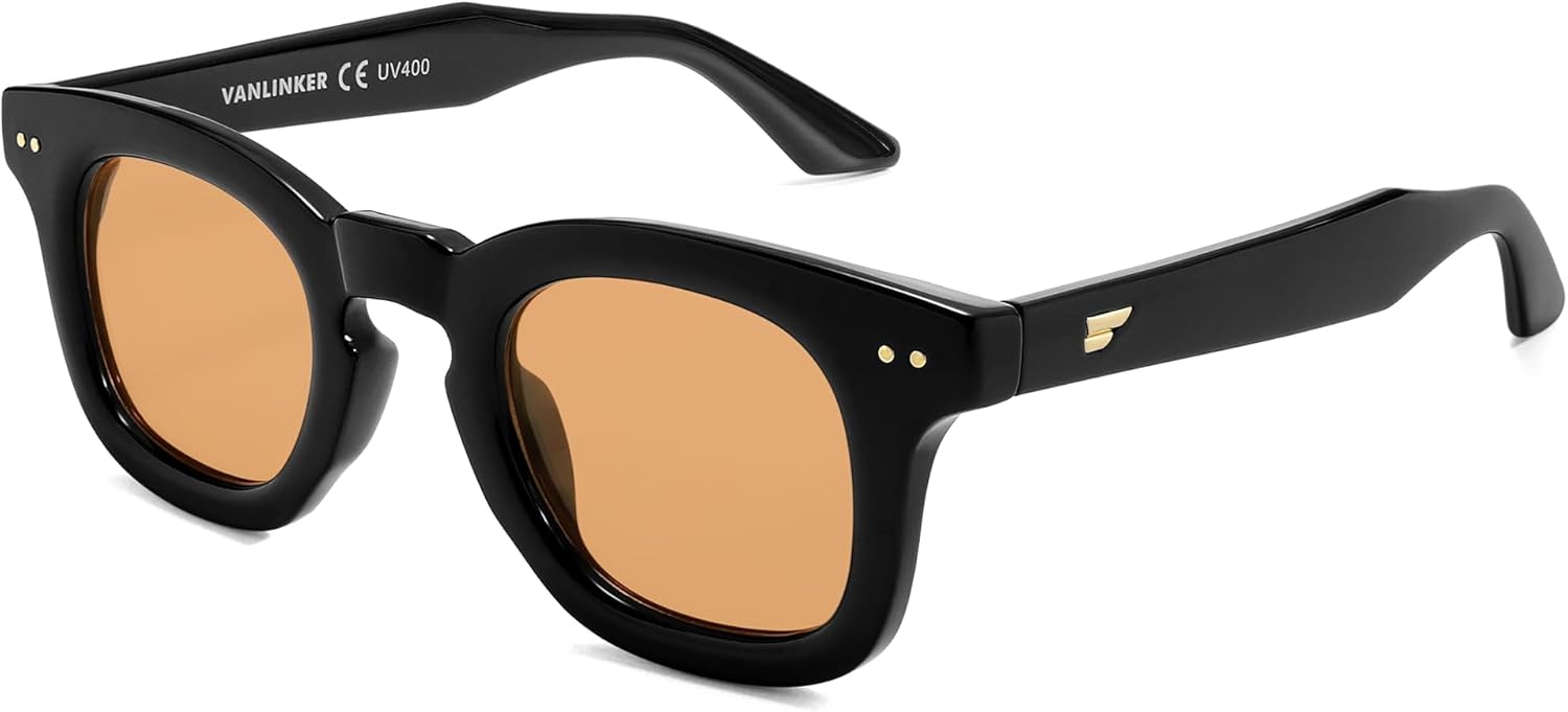 VANLINKER Retro Small Chunky Square Polarized Sunglasses for Men Women Retro Thick Shades VL9881