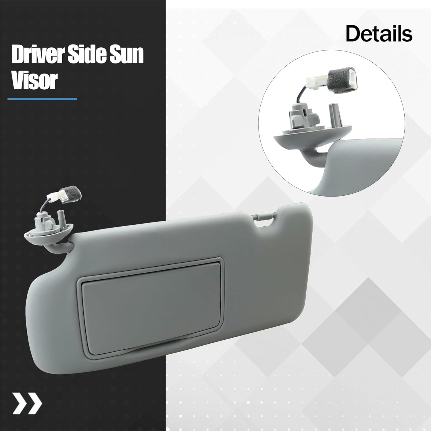 Gray Driver Side Illuminated Sun Visor with Makeup Mirror Compatible with Honda CRV CR-V 2017-2022 Replace Left Sun Protection Shade 83280-TLA-A62 83280-TLY-H11ZB