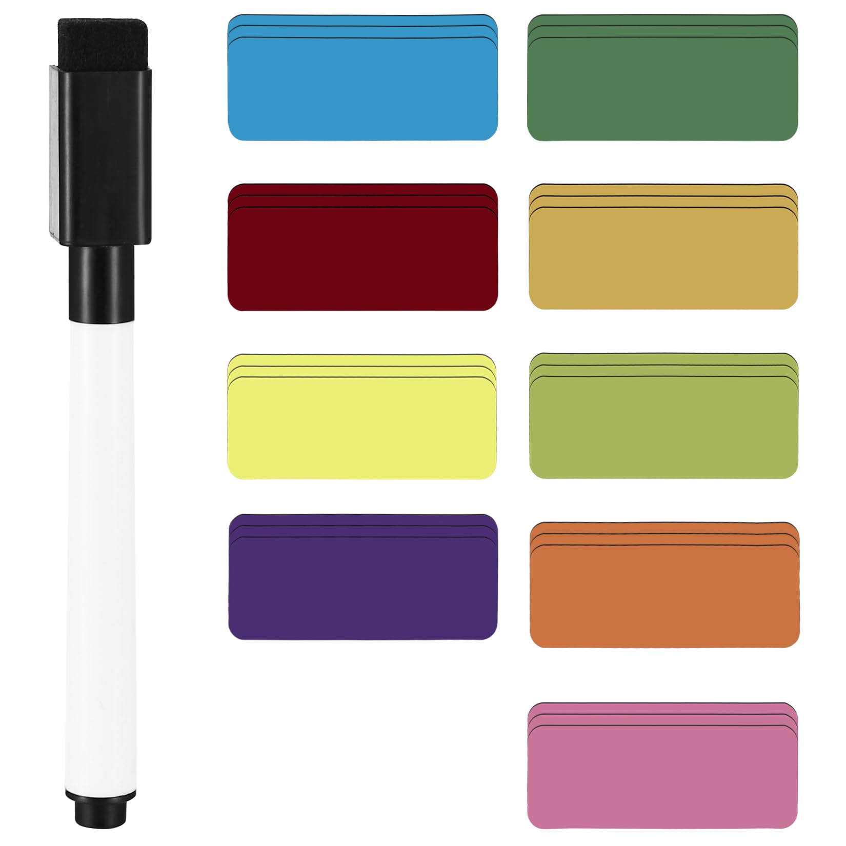 100 Etichette Magnetiche Scrivibili - 80x30 Mm, 5 Colori, Per Frigorifero E Lavagna - Foto 11