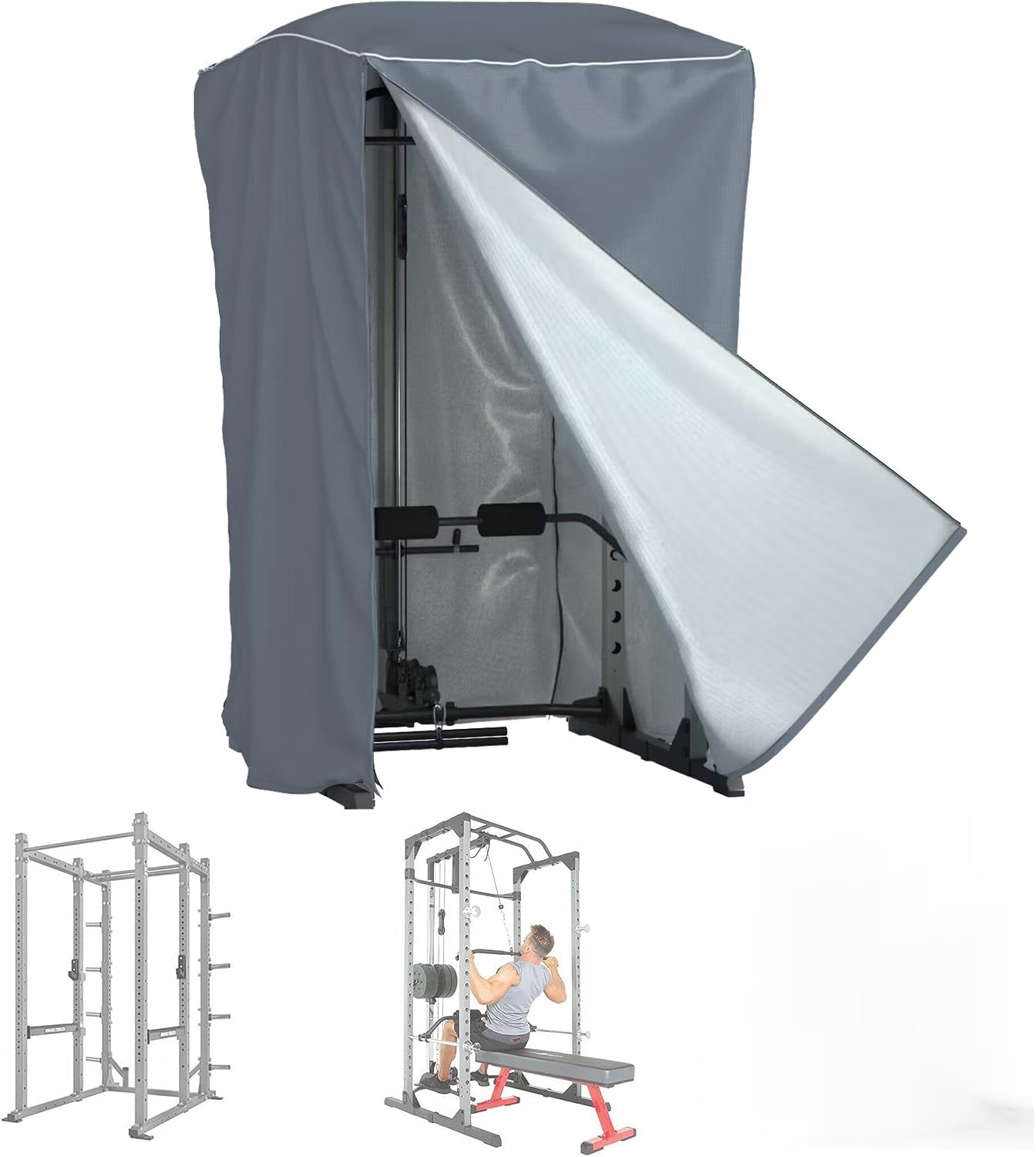 BSBZKX Gym Rack Cover with Waterproof Zipper, Protective Covers for Squat Racks or Weight Lifting Rack or Home Workout Equipment-Indoor or Outdoor-47