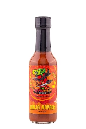 Ninja Napalm By The Pepper Ninja Hot Sauce, Mild Hot Sauce With Flavors Of Scorpion Peppers, Onion & Lime Juice, Made With All Natural Ingredients, 5 fl oz Bottle 1-Pack
