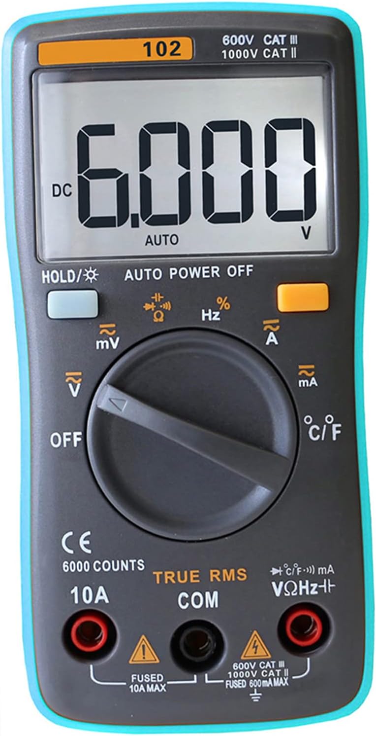 RICHMETERS RM102 True RMS Multifunctional LCD Digital Multimeter DMM DC AC Voltage Current Resistance Diode Capacitance Temperature Tester Measurement Automatic Polarity Identification Ammeter