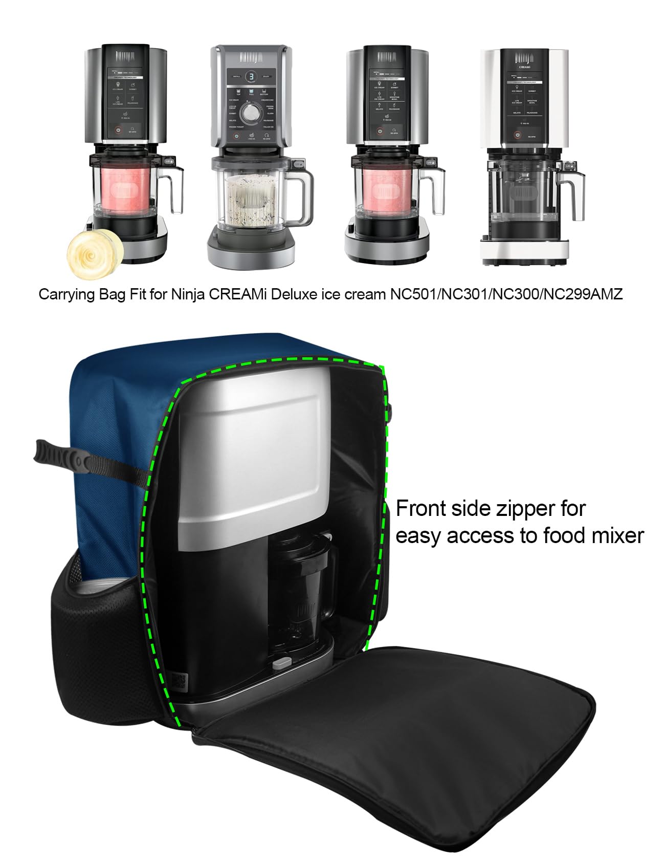 CREAMi Deluxe Maker Storage Bag Ice Cream Maker Travel Bag Heavy duty Waterproof Oxford Cloth Carrying Case for Ninja CREAMi Deluxe Ice Cream NC501/NC301/NC300/NC299AMZ