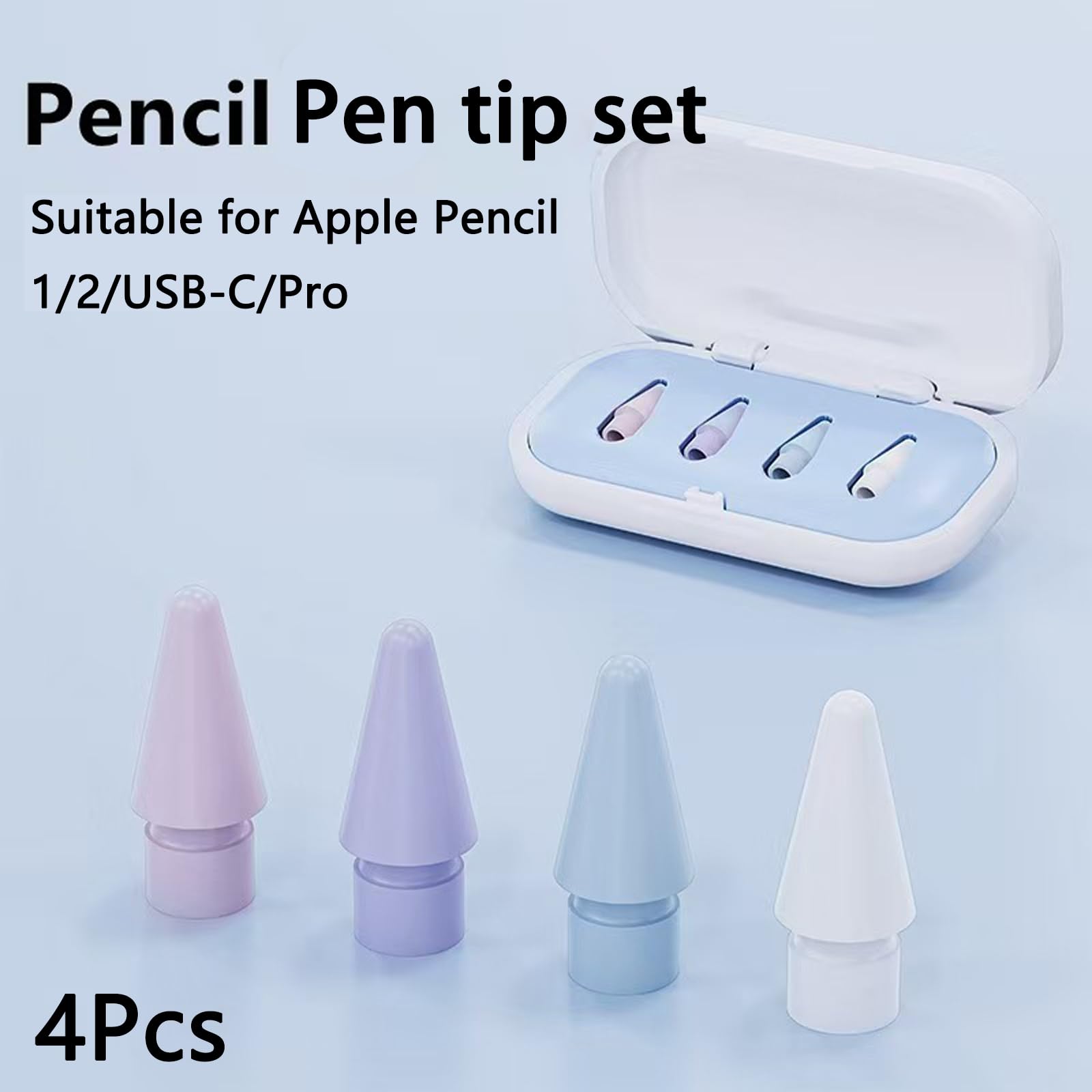 4Pcs Apple Pencil Tips Replacement for 1st/2nd Gen, USB-C & Pro
