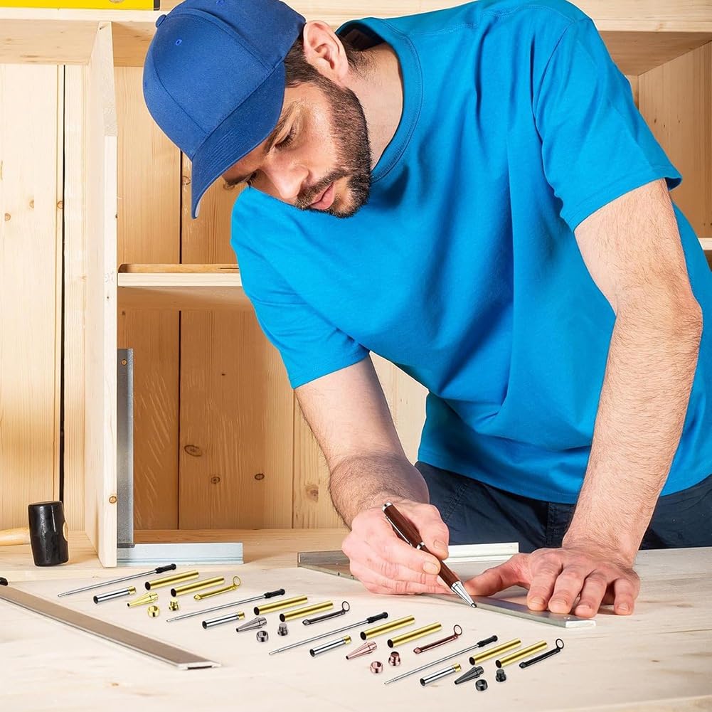 Juego de 30 bolígrafos de de madera para bricolaje, kit de bolígrafo giratorio con recambios para
