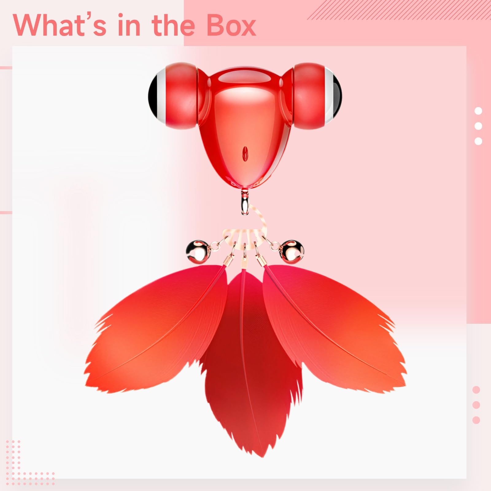 Kitifish - Giocattolo per gatti automatico, originale, design interattivo con piuma e campana, rosso, ricaricabile tramite USB, per gatti da interni, mantiene i gatti occupati con un gioco