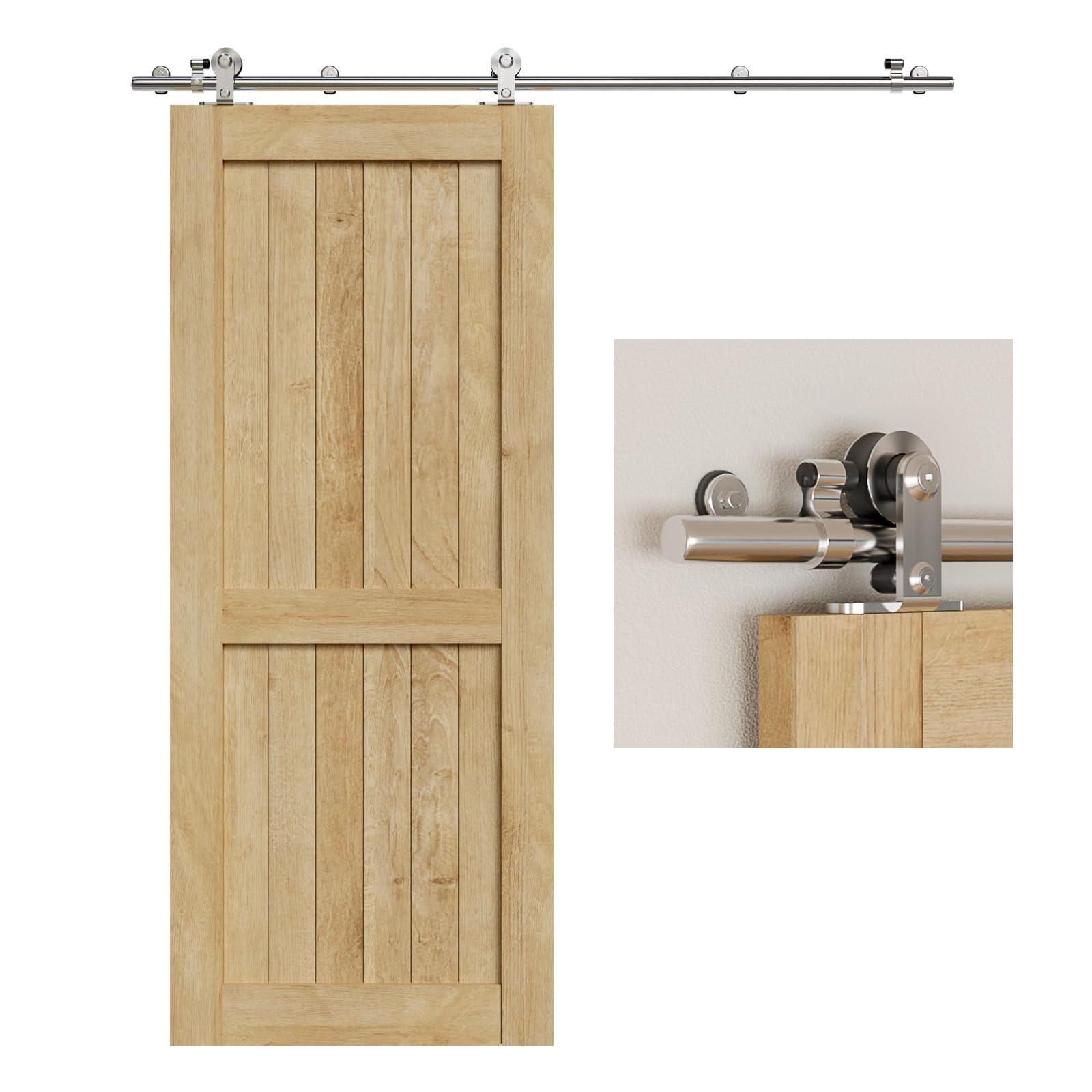 5FT/152cm Herraje para Puerta Corredera Kit de Acero Inoxidable Accesorios para Puertas Correderas Riel Juego para Puerta de Madera Soltera