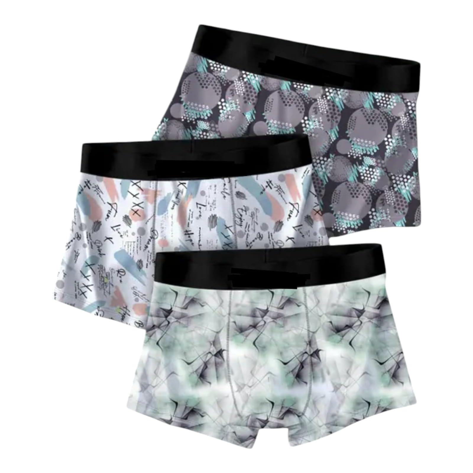 Men's Cotton Blend Printed Stretch Trunks Pack of 3 Soft Breathable Regular Fit Elastic Waist Comfortable Multipack Lightweight Flexible Fabric-picture-55
