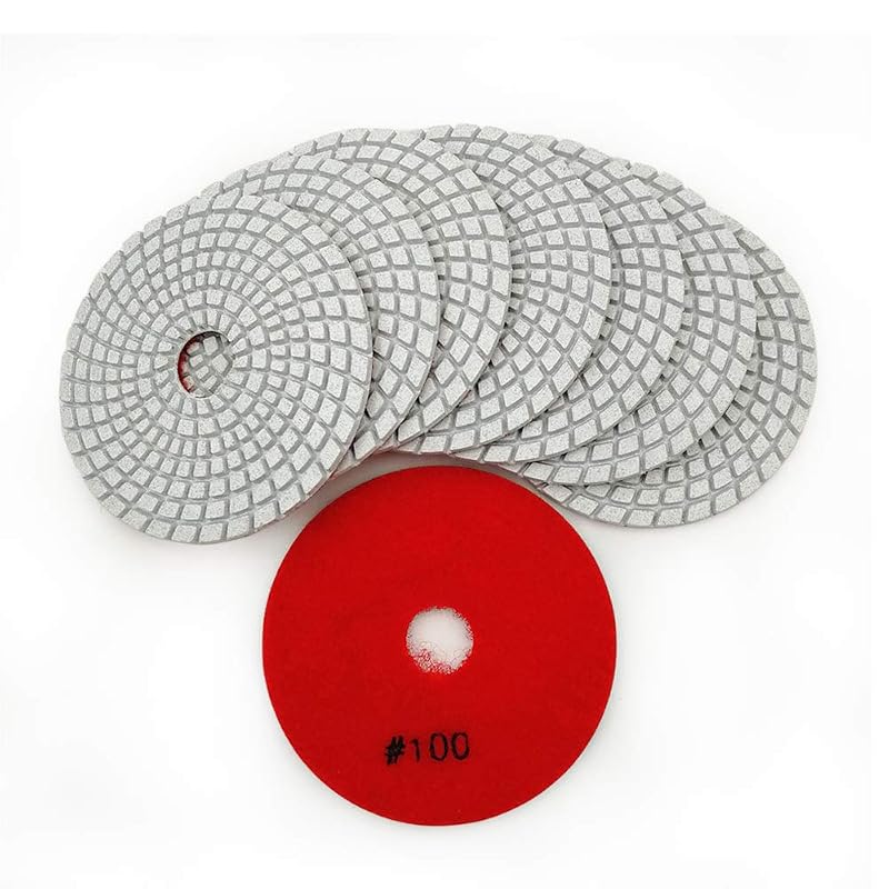 Discos Diamantados para Polimento Úmido SHDIATOOL, Grão 100, 10,16 cm, Liga Branca, 8 unidades