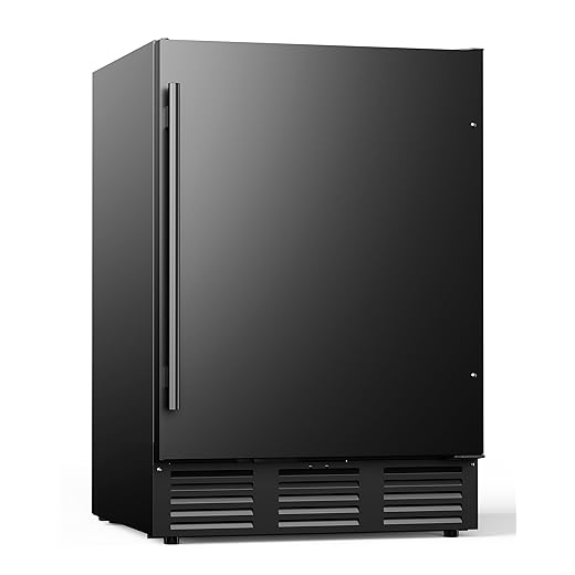 24 Inch Beverage Refrigerator, 180 Can Under Counter Fridge, Stainless Steel Beer Fridge for Built-in & Freestanding, Outdoor Refrigerator for Soda, Beer, Wine (Black)