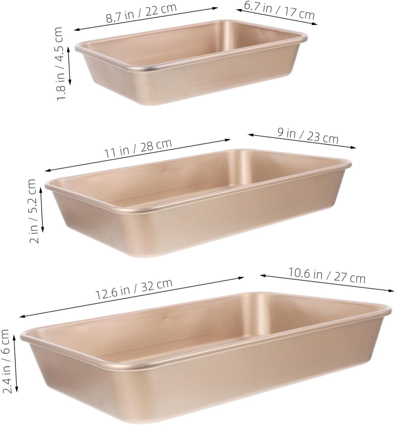3pcs Baking Sheet Tray Nonstick Deep Cookie Sheet Pans with Stylish Finish Versatile Bakeware for Oven Toaster Oven Includes for Lasagna Brownies Bread