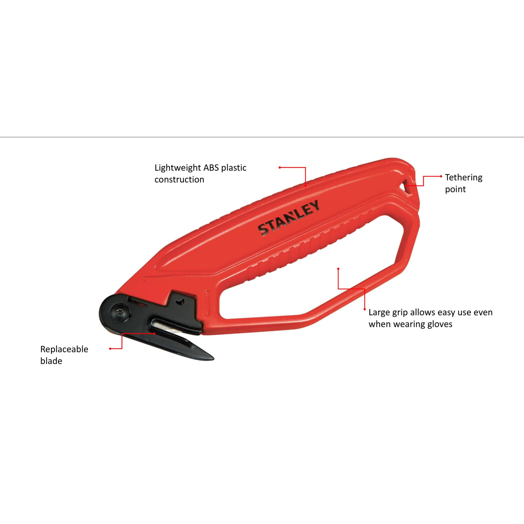 STANLEY STHT10244 Plastic Safety Wrap Cutter with Blade (Red