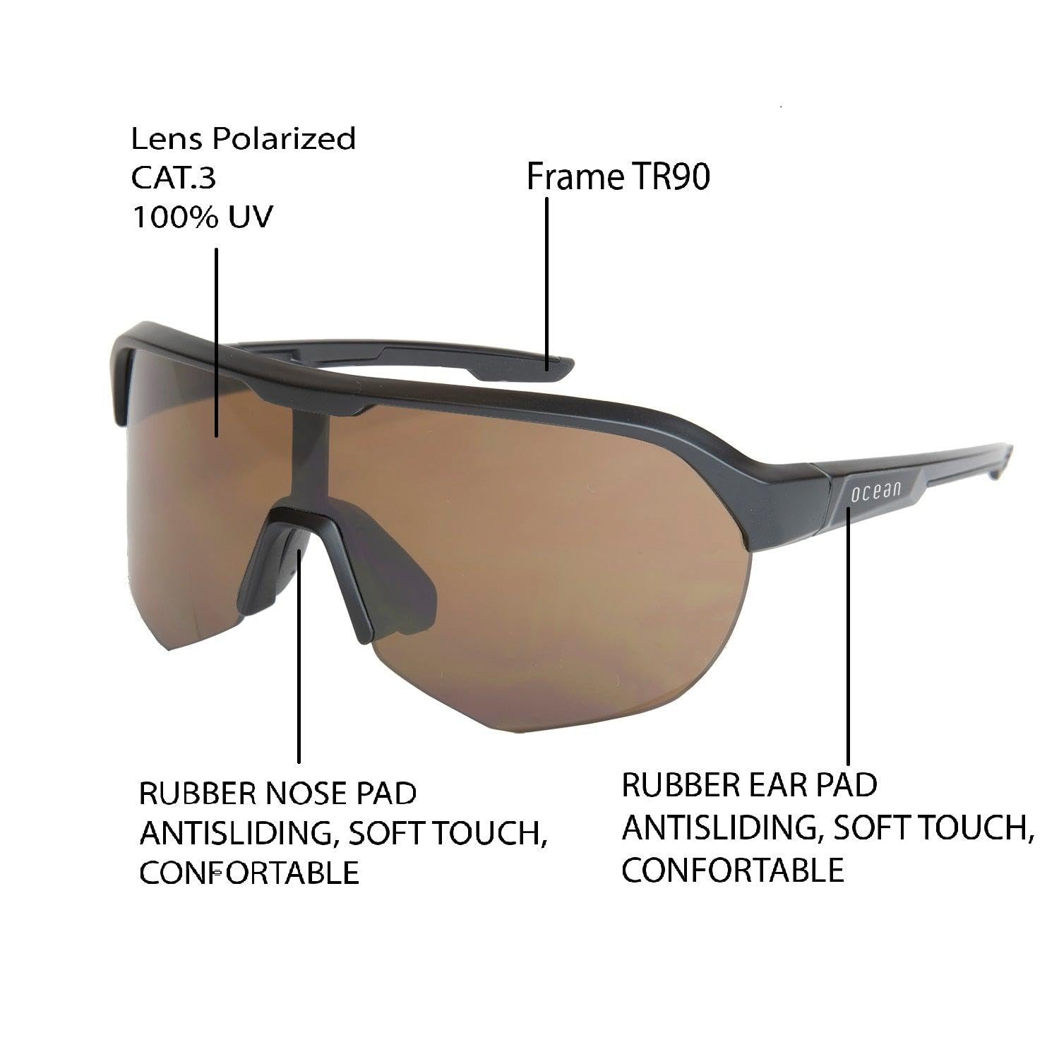 OCEAN WULING Gafas de Sol Polarizadas para Ciclismo Bicicleta Running Deportes Protección UV 400 Anti Viento para Hombre y Mujer
