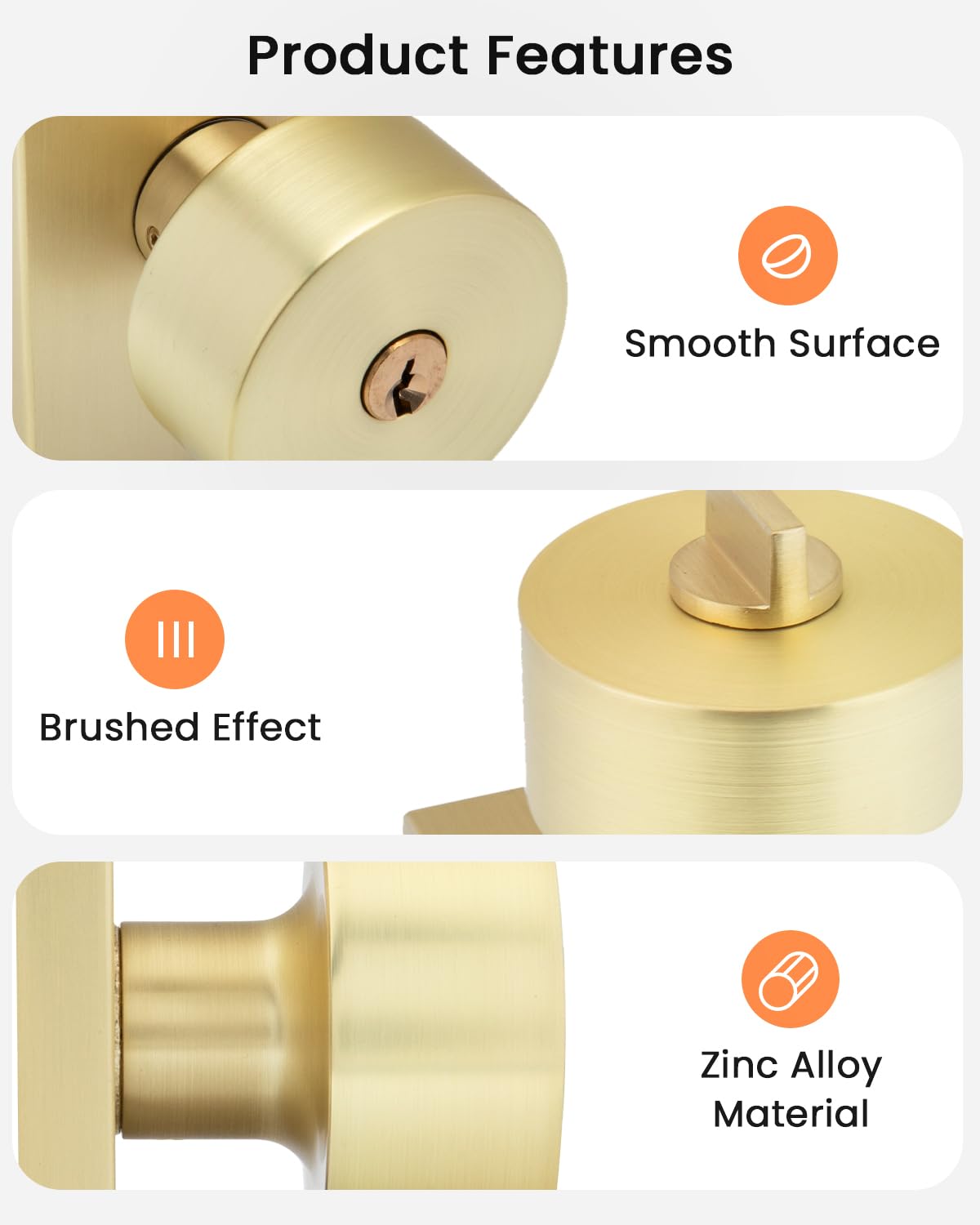 Brushed Gold Door Lock Set - Keyed Alike & Deadbolt -8 Brushed Gold Door Lock Set - Keyed Alike & Deadbolt -8