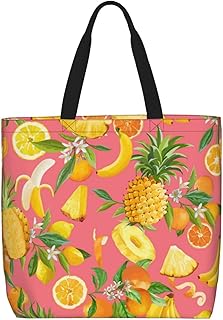 [RFSHOP] 女性用キャンバストートバッグ 再利用可能な食料品バッグ ポケット付き トラベルトートバッグ 仕事 旅行 ショッピング用