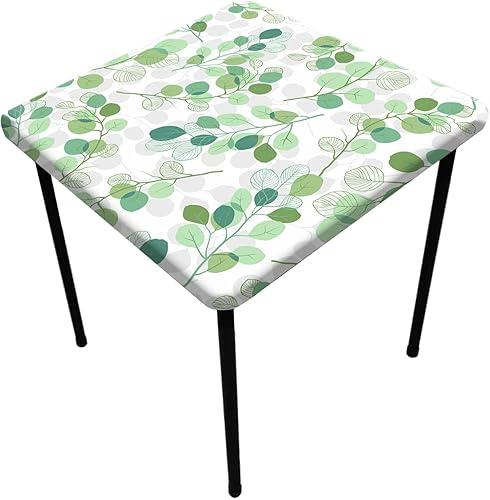 Manteles cuadrados ajustables para patio, con borde elástico de hoja verde, a prueba de salpicaduras, a prueba de polvo, lavable, para fiestas de