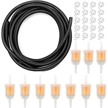 SYOWADA 10 Pcs 1/4 Inch X 5/16 Inch Fuel Filters Replacement For Kawasaki Kohler B&S Small Engine, W/ 1/4 Inch Fuel Line 2/5 Inch Hose Clamps For Lawnmowers Snowmobiles Garden Tillers
