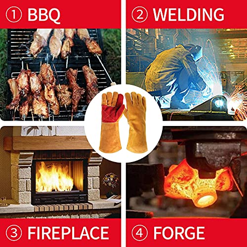 Benozit 16Inch Welding Gloves For Stick/Mig Welder, Fire Gloves For Fireplace, Thorn/Bite Proof Leather Garden Gloves, Xl #TOP5
