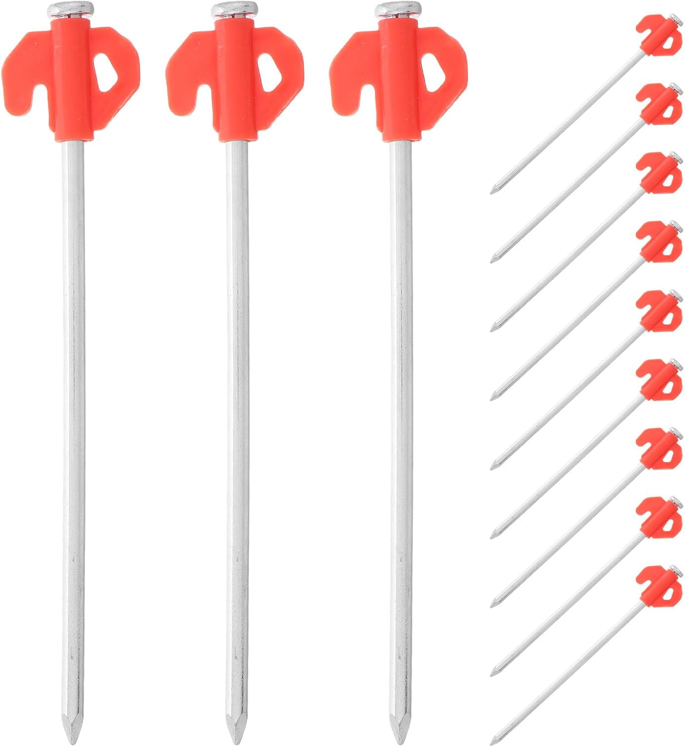 20pcs Orange Tent Stakes Heavy-Duty Iron Ground Nails Camping Tent Pegs Windproof Lawn Stakes for Outdoor Hiking and Camping