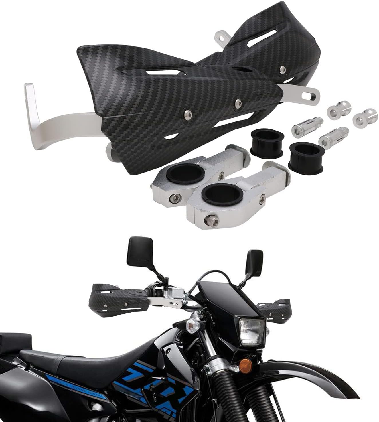 JFG RACING Dirt Bike Handguards,Motorcycle 7/8'' and 1 1/8'' Hand Guards Aluminum Universal for Dirt Pit Bike MX Motocross Supermoto Racing ATV Quad KAYO - Carbon Fiber