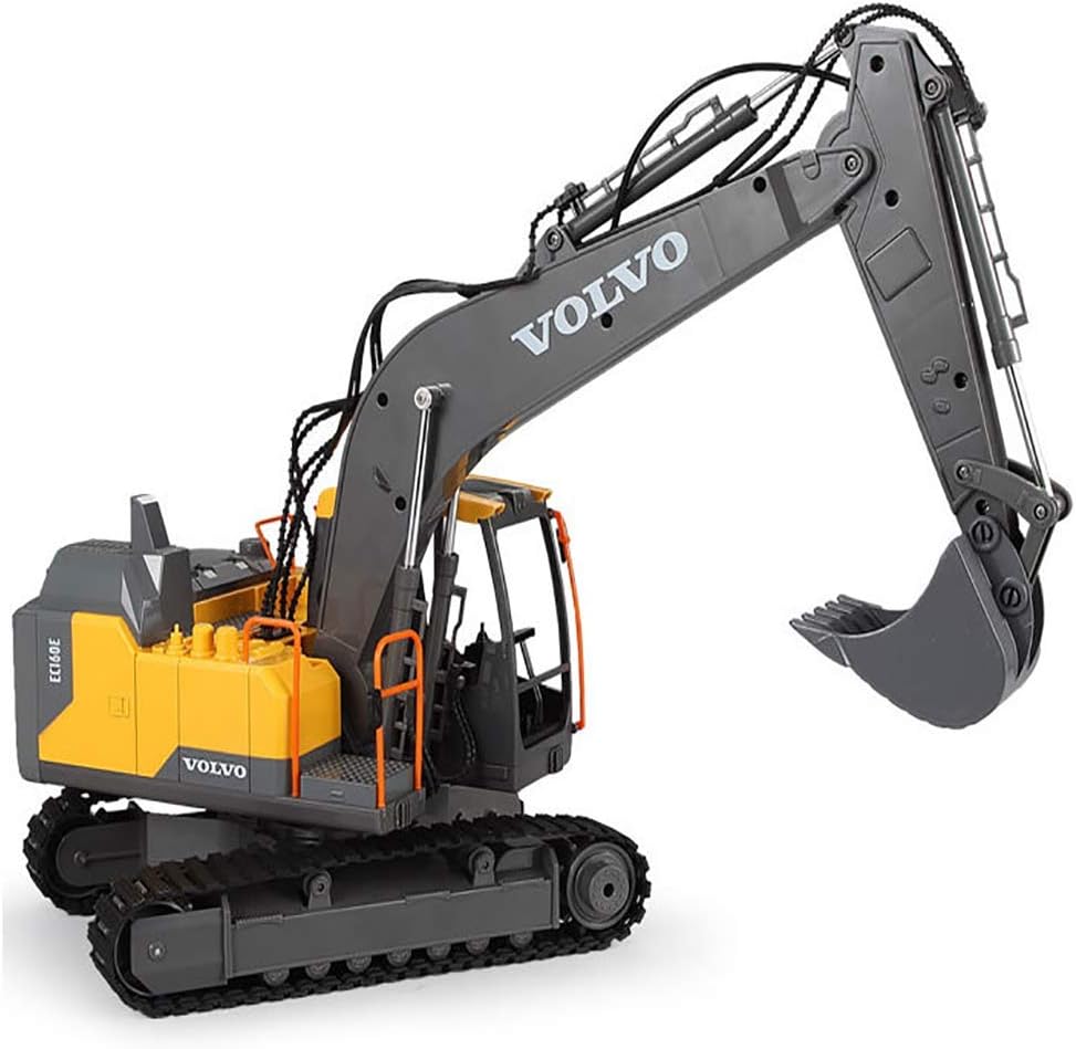 FATSW 1/16 Full Functional Remote Control Excavator with Lights and Sounds, 15 Channel with 2.4Ghz Transmitter Rechargeable Boys Excavator Toy