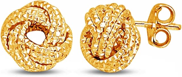 Charmsy Silver Women's Diamond-Cut Love Knot Stud Earrings