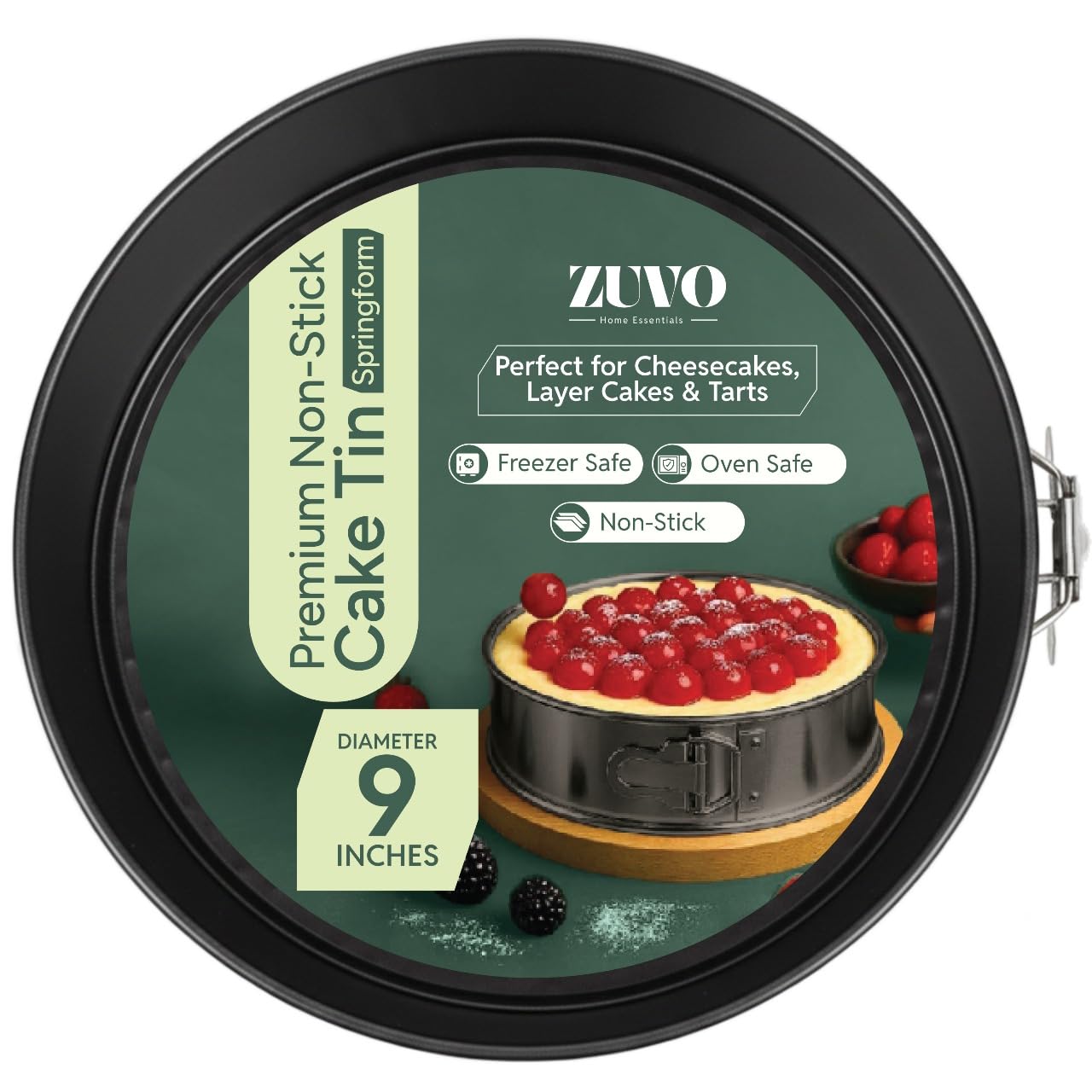 Zuvo Springform Cake Tin 9 Inch/23cm, Non-Stick Round Baking Pan Loose Base