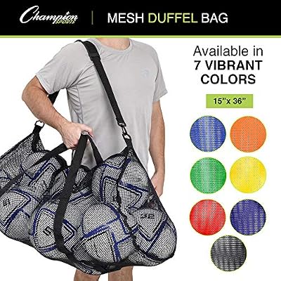 Champion Sports Mesh Duffle Bag Oversized Breathable Gear Bag with Zipper & Shoulder Strap for Sports, Gym & Travel