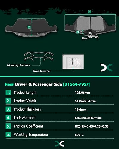 Miniatura 35 de SCITOO D1629 Ceramic Brake Pads Sets Front Fit For Dodge For Durango,For Jeep Grand Cherokee,For Mercedes-Benz