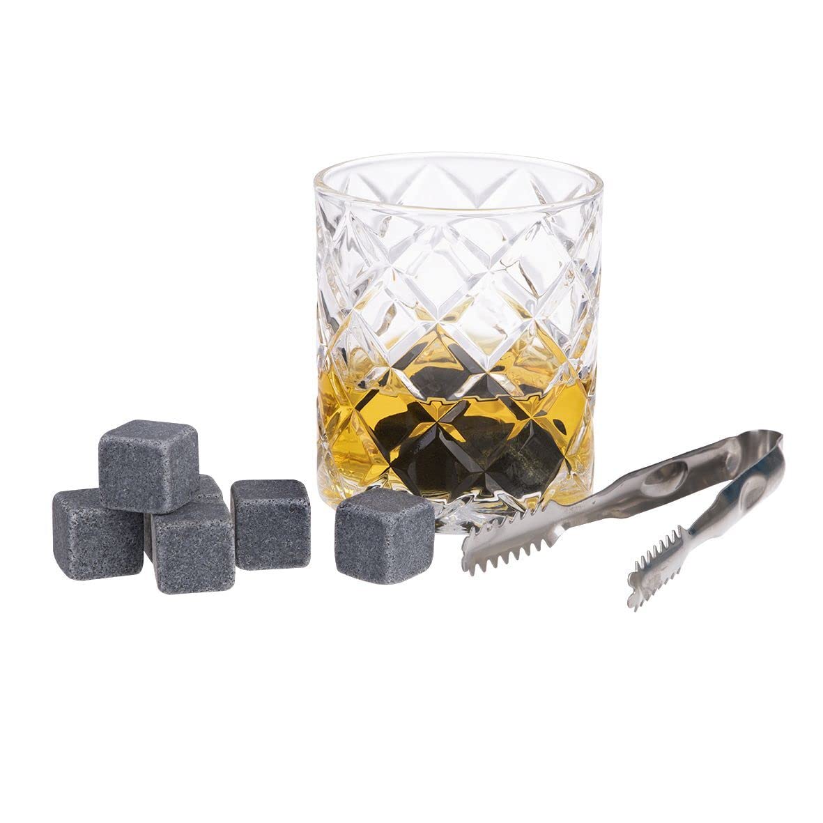 Bartender, set da 12 pezzi per whisky, bicchieri da whisky, pinze e pietre