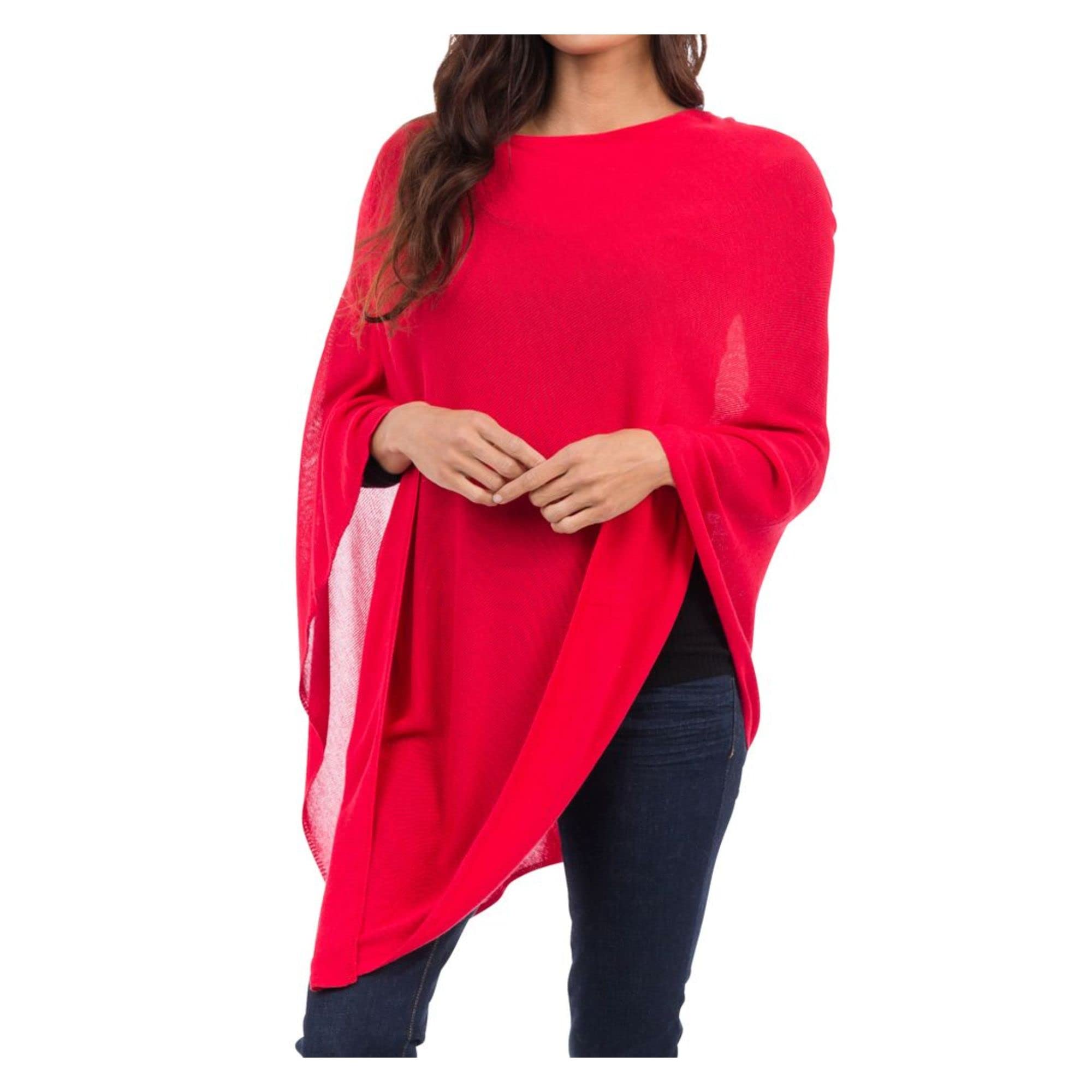 Top It Off Elsa Poncho - Women’s Fine Knit Luxury Topper - Layering Piece for Warmth