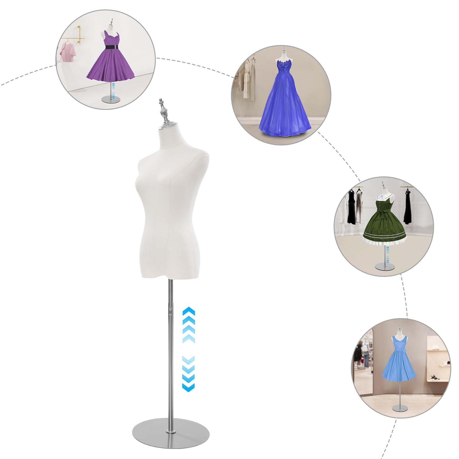 Amazon.com: Adjustable Height Wedding Dress Display Stand, Female Mannequin  Torso with Crown for Bridal Gowns, Evening Dresses, Size S/4-6 (Silver,  Round) : Arts, Crafts & Sewing