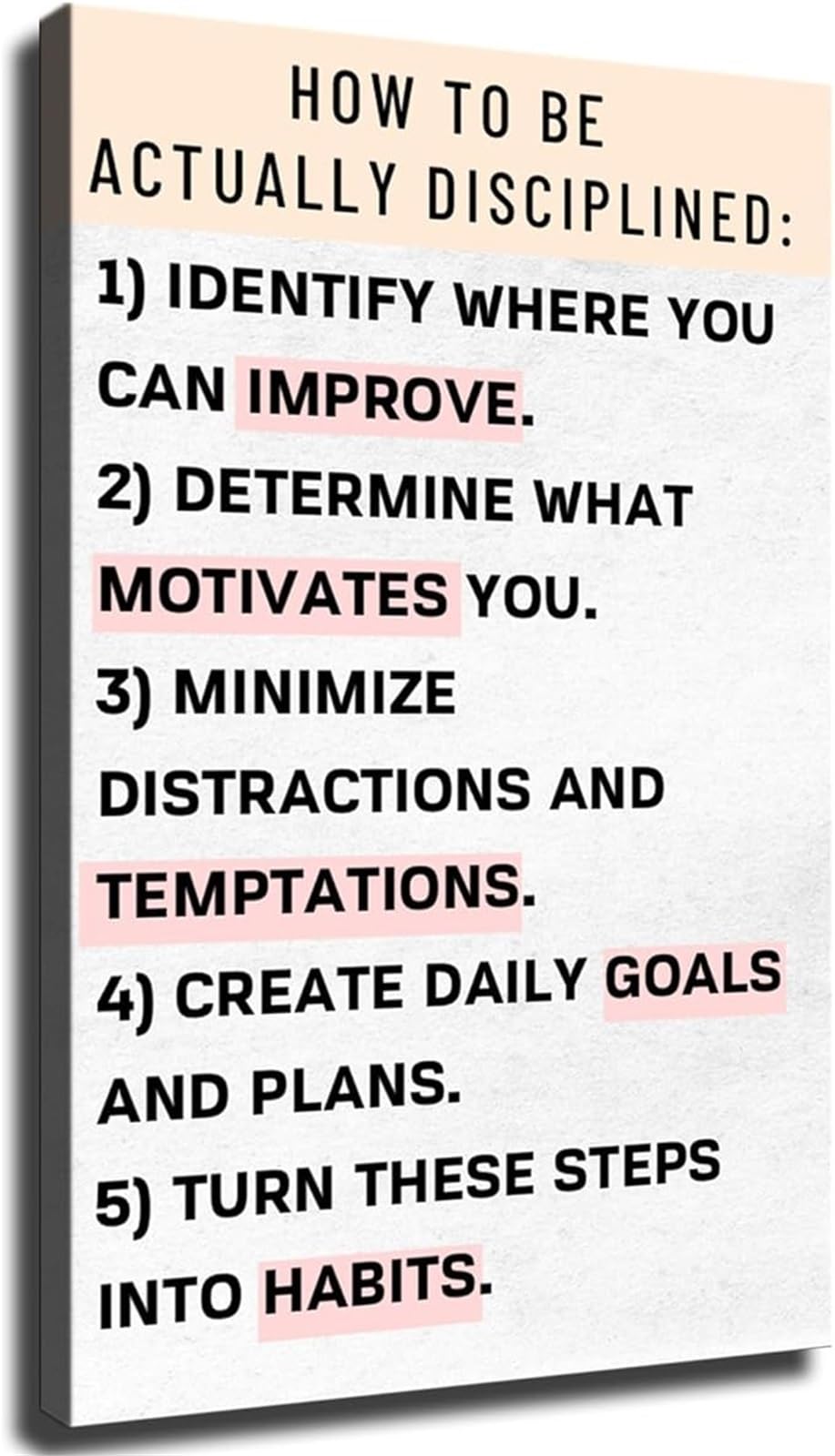 VWWJCCRO Achieve Goals Poster Self Discipline Guide Motivational Wall-Art for Home Office Study Bedroom Personal Development
