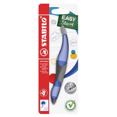 STABILO - Ergonomischer Tintenroller f&uuml;r Rechtsh&auml;nder - EASYoriginal Pastel in Wolkenblau - blau (l&ouml;schbar) - inkl. Patrone - Blister