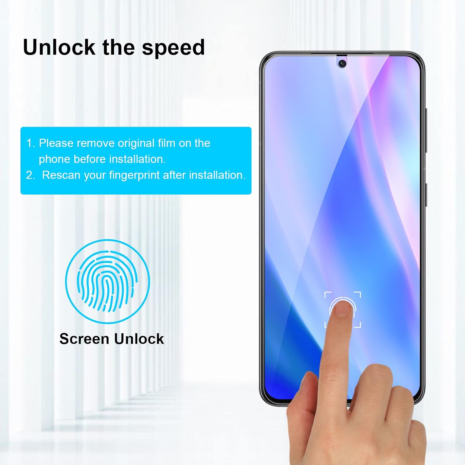 OTAO (2+2 Pack) for Samsung Galaxy S22 5G Screen Protector Tempered Glass(6.1")(NOT for S22 Plus or Ultra) + Cameran Lens Protector, Support Fingerprint Scan, Full Coverage, Anti Scratch, Bubble Free