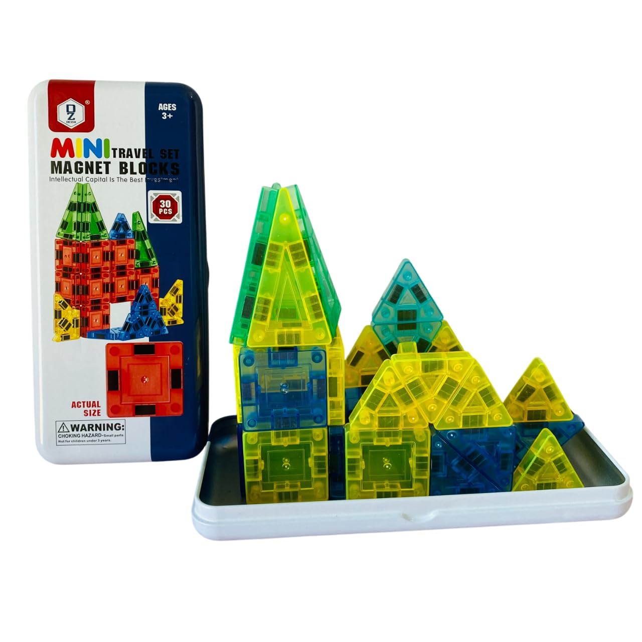 Mini Magnetic Tiles – 30 PCS | Age 3 4 5 6 7 Years | Tin Storage Case | Portable STEM Building Toy | Educational Construction Set | Travel Friendly | Creative Play-picture-10
