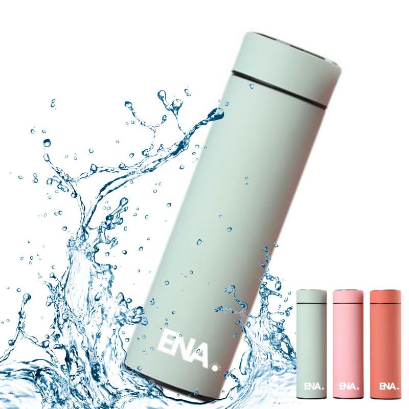 Botella con Pantalla Led Táctil con Temperatura, Termo 500ML, Botella de Acero Inoxidable Acabado Mate rugoso, Resistente al agua, Sellado Antigoteo. (VERDE)