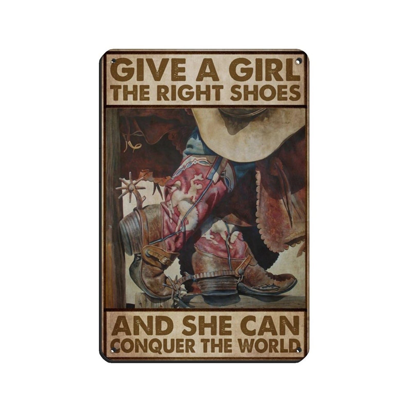 Boots Poster,Cowgirl Decor Art Retro Poster Metal Tin Sign Chic Art Retro Iron Painting Bar People Cave Cafe Family Garage Poster Wall Decoration 8x12inch(20x30cm)