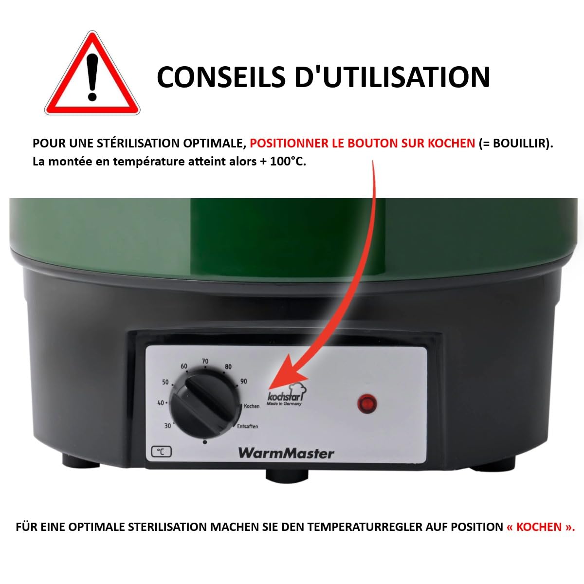 KOCHSTAR K99125035, Stérilisateur de bocaux électrique, Thermostat, 27 litres, Acier Emaillé, Décor Cerf